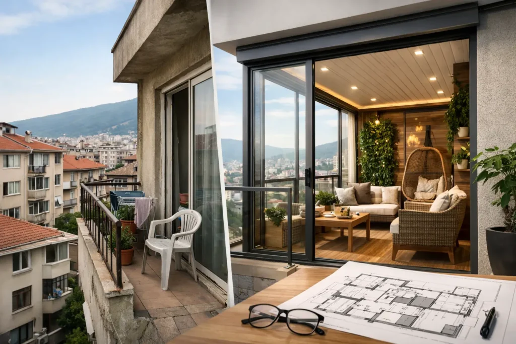 Bursa Apartman Balkon Dönüşüm Örneği ve Planı